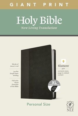 NLT Personal Size Giant Print Bible, Filament Enabled Edition (Red Letter, Leatherlike, Black/Onyx, Indexed) by Tyndale