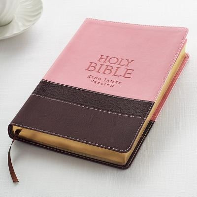 KJV Large Print Lux-Leather Brown/Pink by 