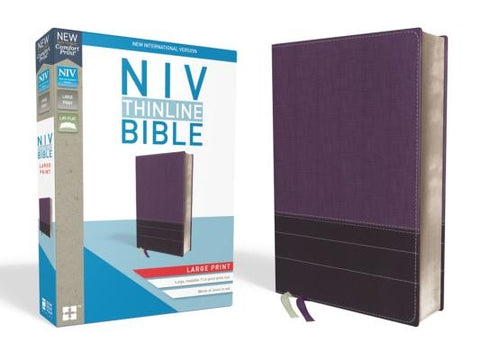 NIV, Thinline Bible, Large Print, Imitation Leather, Purple, Red Letter Edition by Zondervan