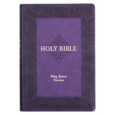 KJV Study Bible, Large Print Faux Leather - Thumb Index, King James Version Holy Bible, Purple Two-Tone by Christian Art Gifts