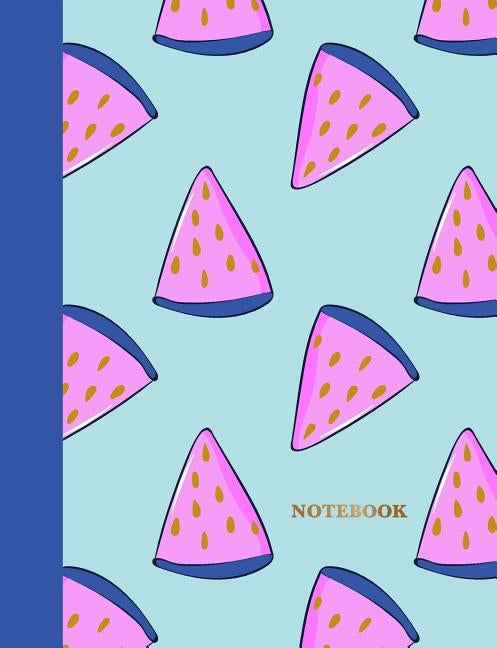 Notebook: College Ruled Composition Book with Cute Watermelon Pattern Cover Design in Blue by Sweet Lark Studio