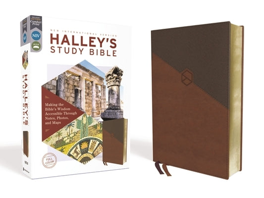 Niv, Halley's Study Bible, Leathersoft, Brown, Red Letter Edition, Comfort Print: Making the Bible's Wisdom Accessible Through Notes, Photos, and Maps by Halley, Henry H.