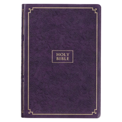 KJV Holy Bible, Giant Print Full-Size Faux Leather Red Letter Edition - Thumb Index & Ribbon Marker, King James Version, Purple Floral by Christian Art Gifts