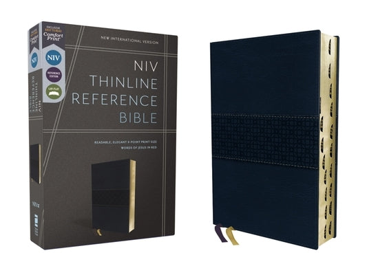 Niv, Thinline Reference Bible, Leathersoft, Navy, Red Letter, Thumb Indexed, Comfort Print by Zondervan