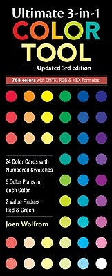 Ultimate 3-In-1 Color Tool: -- 24 Color Cards with Numbered Swatches -- 5 Color Plans for Each Color -- 2 Value Finders Red & Green by Wolfrom, Joen
