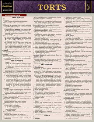 Torts: Quickstudy Laminated Reference Guide by Barcharts Inc