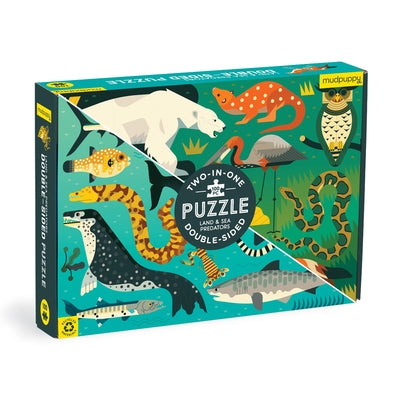 Land & Sea Predators 100 Piece Double-Sided Puzzle by Mudpuppy, Illustrated By Owen Davey