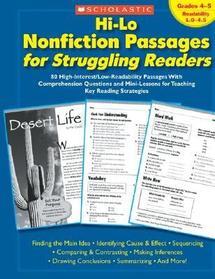 Hi-Lo Nonfiction Passages for Struggling Readers: Grades 4-5: 80 High-Interest/Low-Readability Passages with Comprehension Questions and Mini-Lessons by Chang, Maria