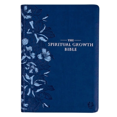 The Spiritual Growth Bible, Study Bible, NLT - New Living Translation Holy Bible, Faux Leather, Navy by Christian Art Gifts