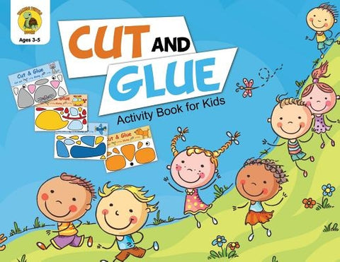 Cut and Glue Activity Book for Kids: Cut Out Cute Full Color Images of Animals, Vehicles and Plants (Ages 3-5) by Talking Turtle Books