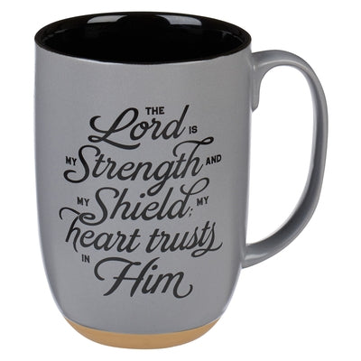 Christian Art Gifts Ceramic Coffee and Tea Mug for Men: The Lord Is My Strength - Psalm 28:7 Inspirational Bible Verse, Gray and Black, 15 Fl. Oz. by Christian Art Gifts