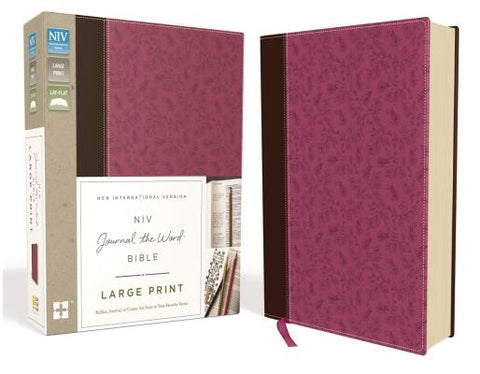 NIV, Journal the Word Bible, Large Print, Imitation Leather, Pink/Brown: Reflect, Journal, or Create Art Next to Your Favorite Verses by Zondervan