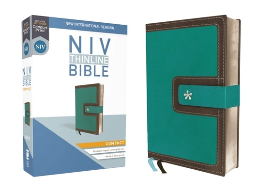 NIV, Thinline Bible, Compact, Imitation Leather, Blue/Brown, Red Letter Edition by Zondervan