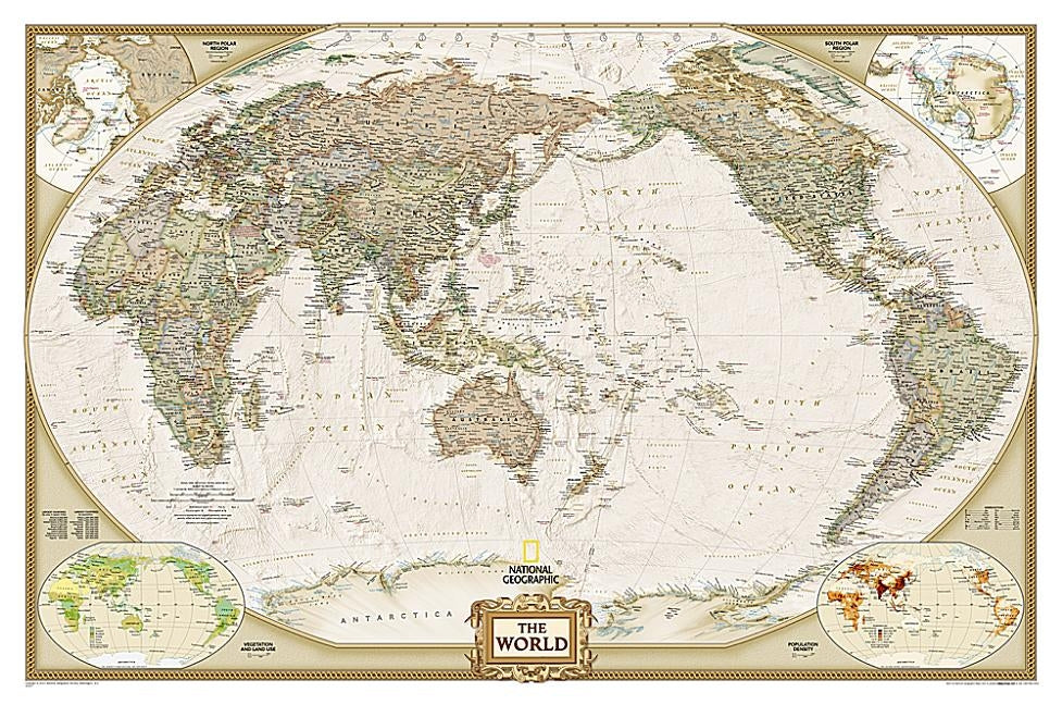 National Geographic World, Pacific Centered Wall Map - Executive (46 X 30.5 In) by National Geographic Maps