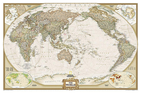 National Geographic World, Pacific Centered Wall Map - Executive (46 X 30.5 In) by National Geographic Maps