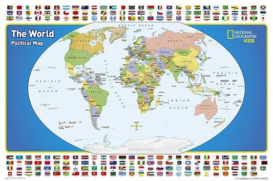 National Geographic World for Kids Wall Map - Laminated (Poster Size: 36 X 24 In) by National Geographic Maps