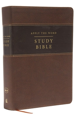 NKJV, Apply the Word Study Bible, Large Print, Imitation Leather, Brown, Red Letter Edition: Live in His Steps by Thomas Nelson