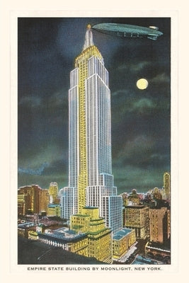 Vintage Journal Blimp, Moon over Empire State Building, New York City by Found Image Press