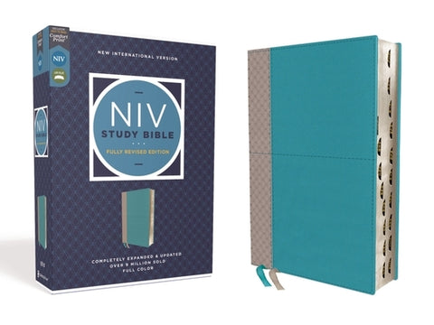 NIV Study Bible, Fully Revised Edition, Leathersoft, Teal/Gray, Red Letter, Thumb Indexed, Comfort Print by Barker, Kenneth L.