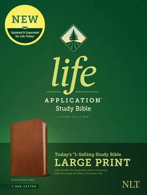 NLT Life Application Study Bible, Third Edition, Large Print (Red Letter, Genuine Leather, Brown) by Tyndale