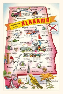 Vintage Journal Map of Alabama Attractions by Found Image Press