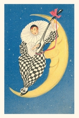 Vintage Journal Pierrot Playing Mandolin on Moon by Found Image Press