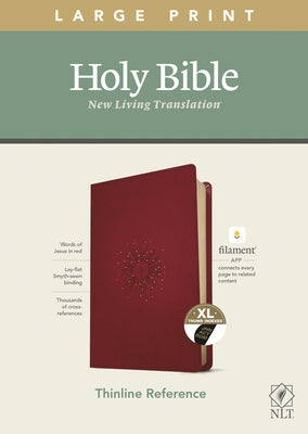 NLT Large Print Thinline Reference Bible, Filament Enabled Edition (Red Letter, Leatherlike, Berry, Indexed) by Tyndale