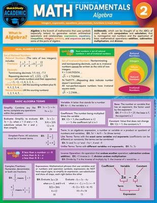 Math Fundamentals 2 - Algebra: A Quickstudy Laminated Reference Guide by Warren, Peggy