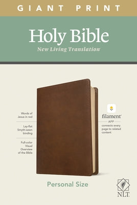 NLT Personal Size Giant Print Bible, Filament Enabled Edition (Red Letter, Leatherlike, Rustic Brown) by Tyndale