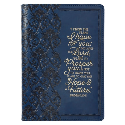 Christian Art Gifts Classic Journal I Know the Plans Jer. 29:11 Inspirational Scripture Notebook, Ribbon Marker, Blue Faux Leather Flexcover, 336 Rule by Christian Art Gifts