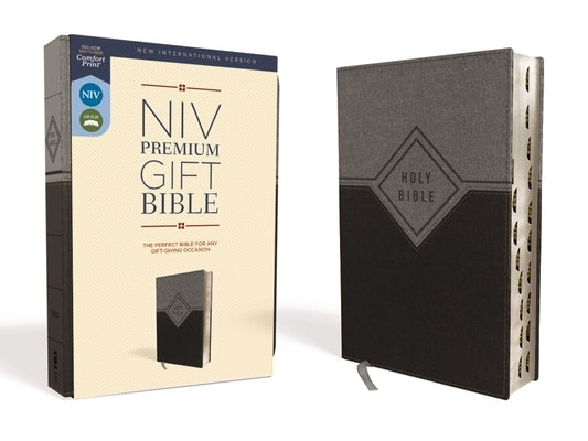 Niv, Premium Gift Bible, Leathersoft, Black/Gray, Red Letter Edition, Indexed, Comfort Print by Zondervan