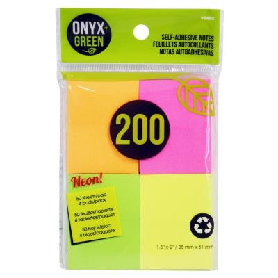 200 Self-Adhesive Notes 1/5x2 by Onyx + Green