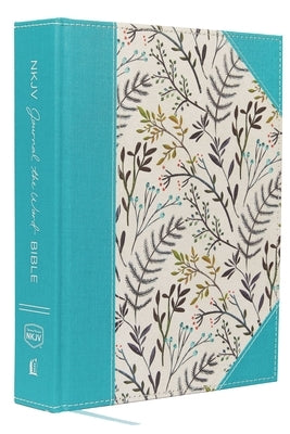 NKJV, Journal the Word Bible, Large Print, Blue Floral Cloth, Red Letter Edition: Reflect, Journal, or Create Art Next to Your Favorite Verses by Thomas Nelson