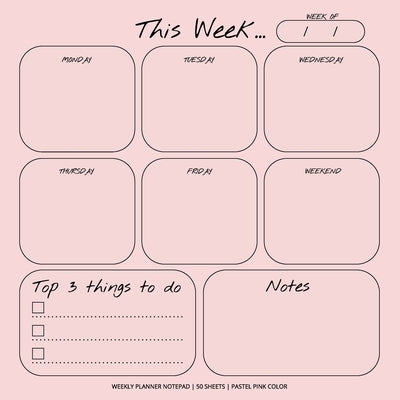 Weekly Planner Notepad: Pastel Pink Color, To Do List, Daily Agenda, Organizer, Desk Pad, 50 Sheets by Get List Done