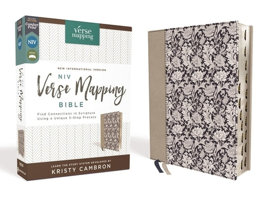 Niv, Verse Mapping Bible, Leathersoft, Navy Floral, Thumb Indexed, Comfort Print: Find Connections in Scripture Using a Unique 5-Step Process by Cambron, Kristy