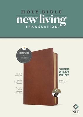 NLT Super Giant Print Bible, Filament Enabled Edition (Red Letter, Leatherlike, Brown, Indexed) by Tyndale