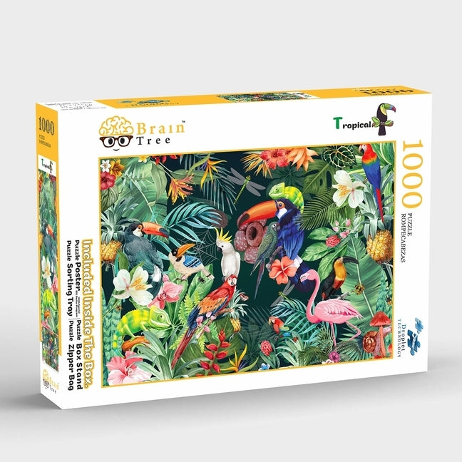 Brain Tree - Tropical 1000 Piece Puzzle for Adults: With Droplet Technology for Anti Glare & Soft Touch by Brain Tree Games LLC