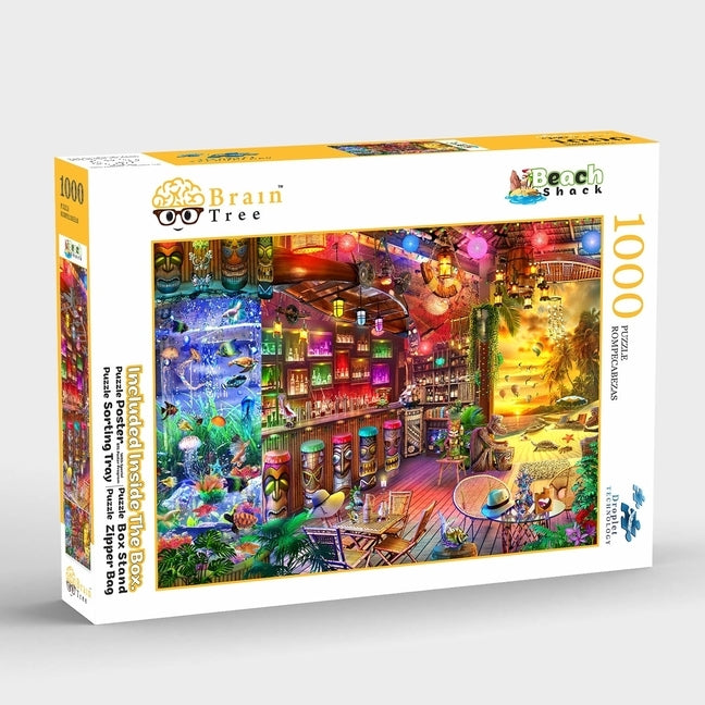 Brain Tree - Beach Shack 1000 Piece Puzzle for Adults: With Droplet Technology for Anti Glare & Soft Touch by Brain Tree Games LLC