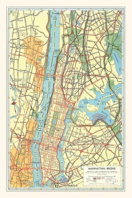 Vintage Journal Map of Manhattan and Bronx, New York by Found Image Press