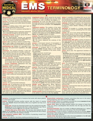 EMS Terminology: A Quickstudy Laminated Reference Guide by The Red to Black Editing Co