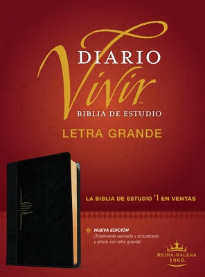 Biblia de Estudio del Diario Vivir Rvr60, Letra Grande (Letra Roja, Sentipiel, Negro/Ónice) by Tyndale