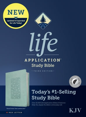 KJV Life Application Study Bible, Third Edition (Red Letter, Leatherlike, Floral Frame Teal, Indexed) by Tyndale