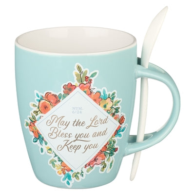 Christian Art Gifts Ceramic Mug with Spoon for Women May the Lord Bless You - Numbers 6:24 Inspirational Bible Verse, 12 Oz. by Christian Art Gifts