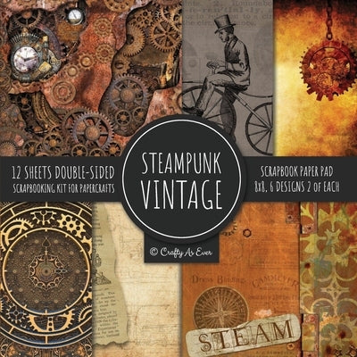 Vintage Steampunk Scrapbook Paper Pad 8x8 Scrapbooking Kit for Papercrafts, Cardmaking, DIY Crafts, Old Retrofuturistic Theme, Vintage Design by Crafty as Ever
