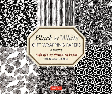 Black & White Gift Wrapping Papers - 6 Sheets: 24 X 18 Inch (61 X 45 CM) Wrapping Paper by Tuttle Publishing