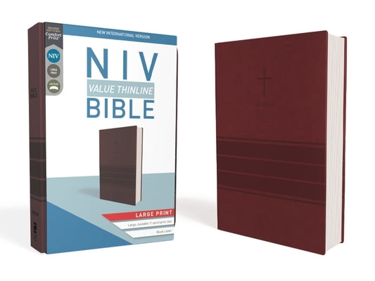 NIV, Value Thinline Bible, Large Print, Imitation Leather, Burgundy by Zondervan