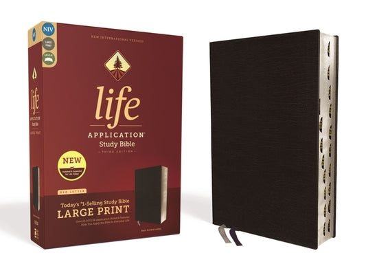 Niv, Life Application Study Bible, Third Edition, Large Print, Bonded Leather, Black, Indexed, Red Letter Edition by Zondervan