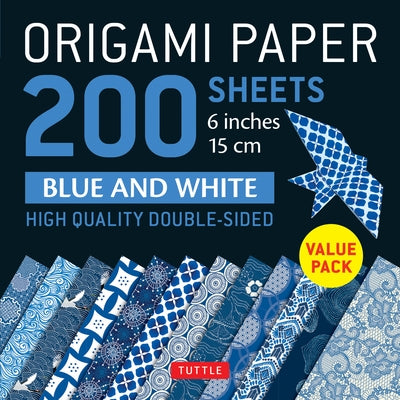 Origami Paper 200 Sheets Blue and White Patterns 6 (15 CM): Double Sided Origami Sheets Printed with 12 Different Designs (Instructions for 6 Projects by Tuttle Publishing