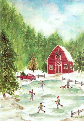 Country Skating Small Boxed Holiday Cards by Peter Pauper Press Inc