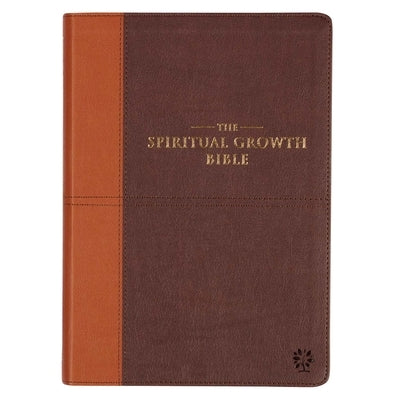 The Spiritual Growth Bible, Study Bible, NLT - New Living Translation Holy Bible, Faux Leather, Chocolate Brown/Ginger by Christian Art Gifts